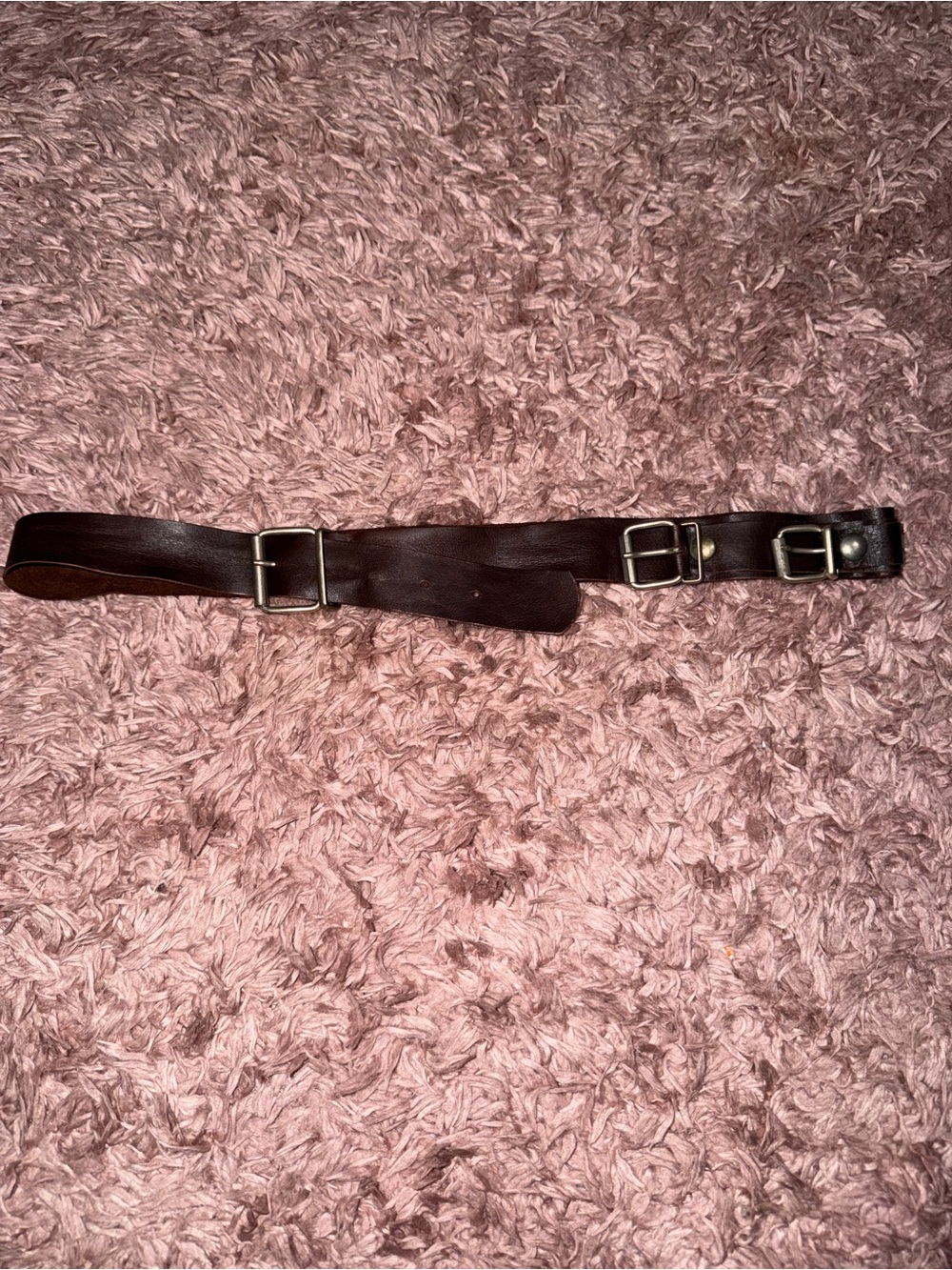Maison Martin Margiela MM6 Dark Brown Leather Belt with Dual Buckle Detail